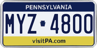 PA license plate MYZ4800