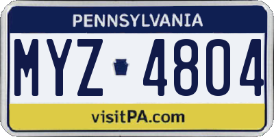 PA license plate MYZ4804