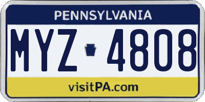 PA license plate MYZ4808