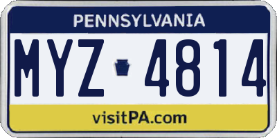 PA license plate MYZ4814