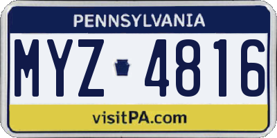 PA license plate MYZ4816