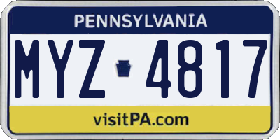 PA license plate MYZ4817