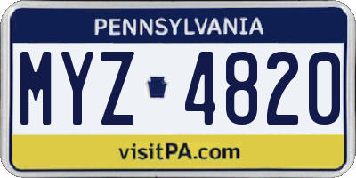 PA license plate MYZ4820