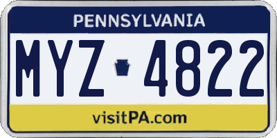 PA license plate MYZ4822