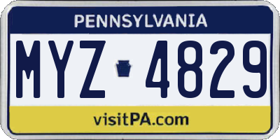 PA license plate MYZ4829