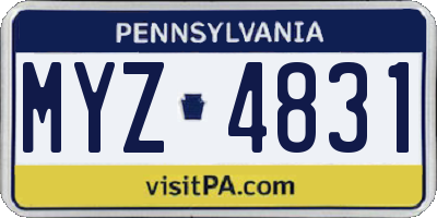 PA license plate MYZ4831