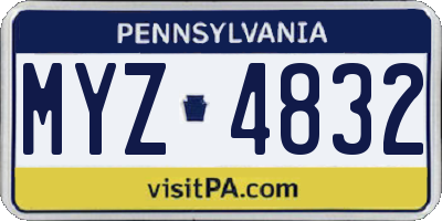 PA license plate MYZ4832