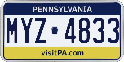 PA license plate MYZ4833