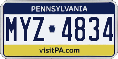 PA license plate MYZ4834