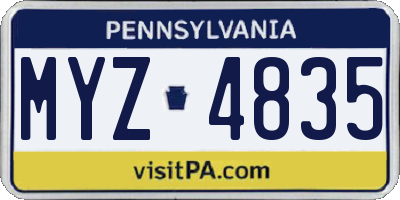 PA license plate MYZ4835
