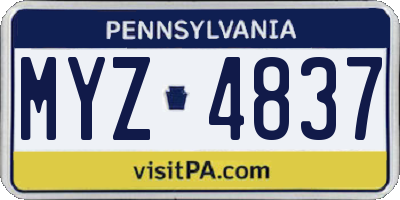 PA license plate MYZ4837