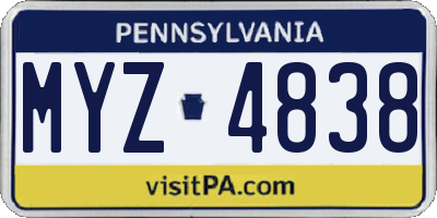PA license plate MYZ4838