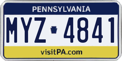 PA license plate MYZ4841