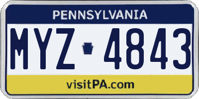 PA license plate MYZ4843