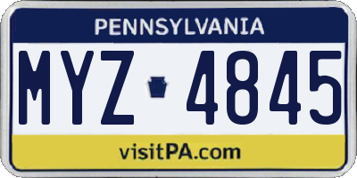 PA license plate MYZ4845