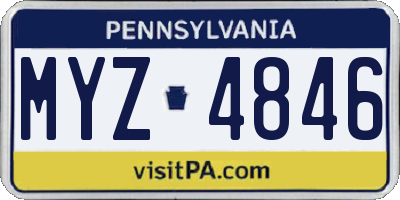 PA license plate MYZ4846