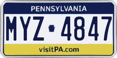 PA license plate MYZ4847