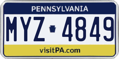 PA license plate MYZ4849