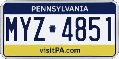 PA license plate MYZ4851