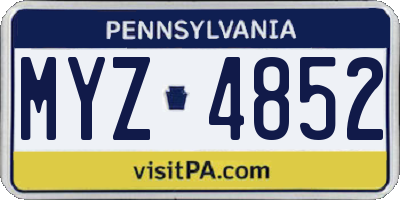PA license plate MYZ4852