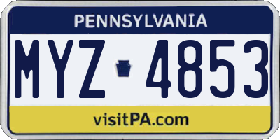 PA license plate MYZ4853