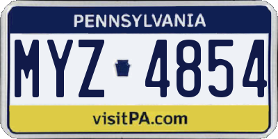 PA license plate MYZ4854