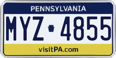 PA license plate MYZ4855
