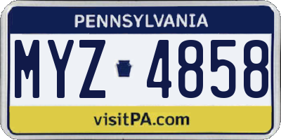 PA license plate MYZ4858