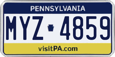 PA license plate MYZ4859