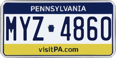 PA license plate MYZ4860