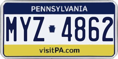 PA license plate MYZ4862