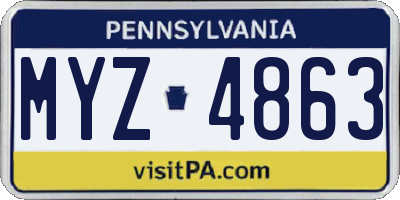 PA license plate MYZ4863
