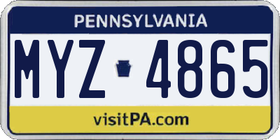 PA license plate MYZ4865