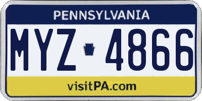 PA license plate MYZ4866