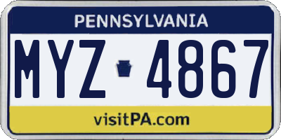 PA license plate MYZ4867