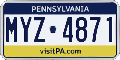 PA license plate MYZ4871