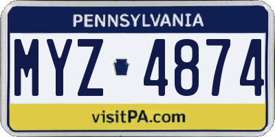 PA license plate MYZ4874