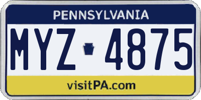 PA license plate MYZ4875