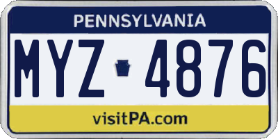 PA license plate MYZ4876