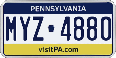 PA license plate MYZ4880