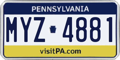 PA license plate MYZ4881