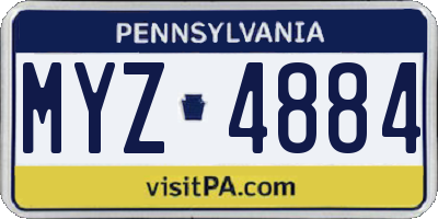PA license plate MYZ4884