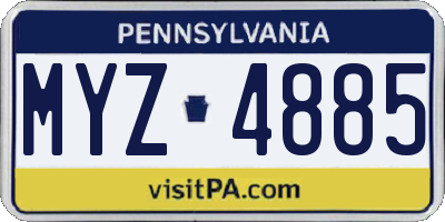 PA license plate MYZ4885