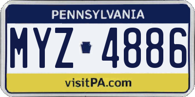 PA license plate MYZ4886