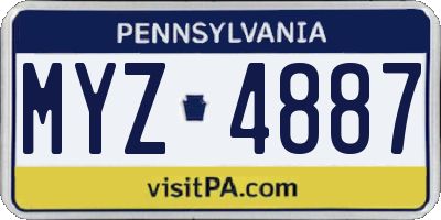 PA license plate MYZ4887
