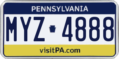 PA license plate MYZ4888
