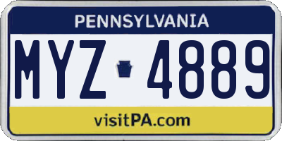 PA license plate MYZ4889