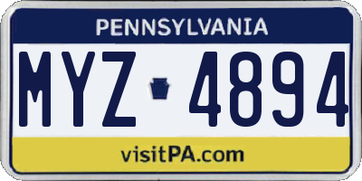 PA license plate MYZ4894
