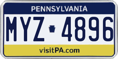 PA license plate MYZ4896