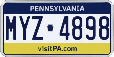 PA license plate MYZ4898